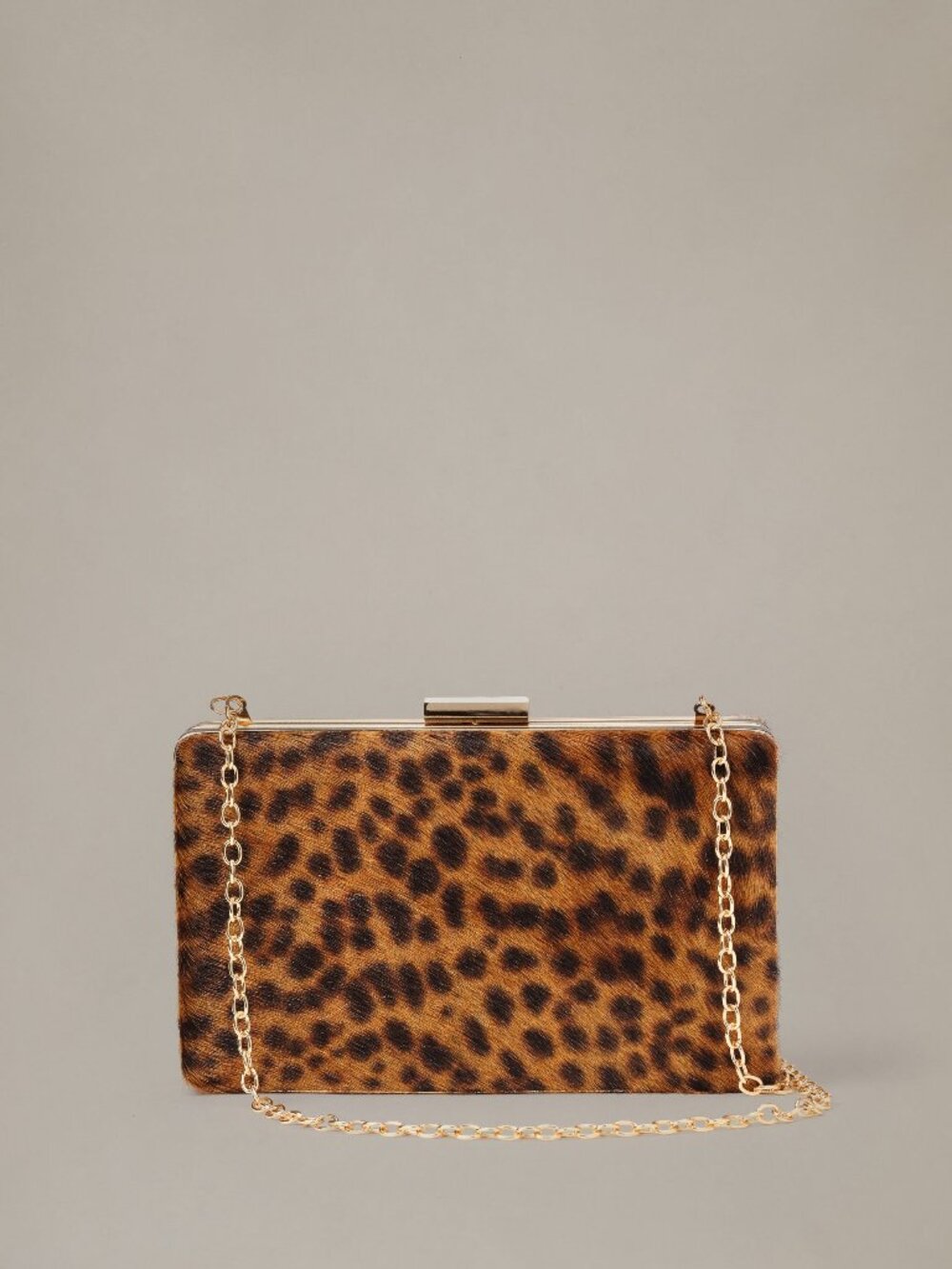 J McLaughlin The Palm Pony Hair Clutch in Leopard - Brown NEW